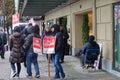 Striking hotel workers block sidewalk in downtown Vancouver