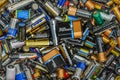 Vancouver, Canada - October 2, 2004: Pile of dead used single use disposable batteries. Royalty Free Stock Photo