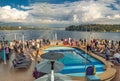 Vancouver, Canada - September 12, 2018: Cruise ship passengers on The Volendam.