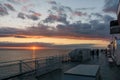 VANCOUVER, Canada - September 01, 2018: Passengers on Deck of a BC Ferries Vessel sunrise cruise to Vancouver Island