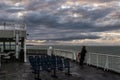 VANCOUVER, Canada - September 03, 2018: view from Passenger Deck of a BC Ferries Vessel sunrise cruise to Vancouver