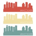 Vancouver Canada Skyline Silhouette City Design Vector Vintage Set Logo Clipart Illustration. Royalty Free Stock Photo