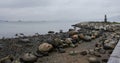 Vancouver English Bay beach, Balancing rocks, BC Canada Royalty Free Stock Photo