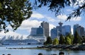 Vancouver harbor and downtown with a cruise ship on a perfect sunny day; Royalty Free Stock Photo