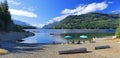 Vancouver Island Mountains and Upper Campbell Lake Beach Landscape Panorama near Strathcona Park, British Columbia Royalty Free Stock Photo