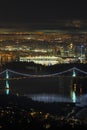 Vancouver, Lions Gate Bridge, High Angle Night, vertical Royalty Free Stock Photo