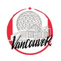 Vancouver logo, museum World of science city symbol, lettering, travel invitation