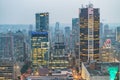 Vancouver by night. Aerial city buildings