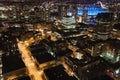 Vancouver night cityscape and streets with BC Place, Canada