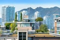 Vancouver Olympic Village skyline and the Coast Mountains. Royalty Free Stock Photo