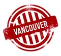 Vancouver - Red grunge button, stamp