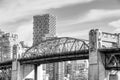 Vancouver`s historic Burrard Bridge in Black and White Royalty Free Stock Photo