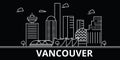 Vancouver silhouette skyline. Canada - Vancouver vector city, canadian linear architecture, buildings. Vancouver travel Royalty Free Stock Photo