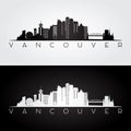 Vancouver skyline and landmarks silhouette.