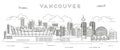 Vancouver cityscape line art vector illustration