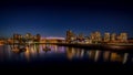 Vancouver Skyline at night with BC Place Stadium at the North Shore of False Creek Inlet at night Royalty Free Stock Photo