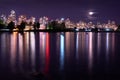 Vancouver Skyline Night Coal Harbor Royalty Free Stock Photo