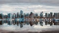 Vancouver skyline reflection in water. Royalty Free Stock Photo