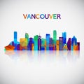 Vancouver skyline silhouette in colorful geometric style. Royalty Free Stock Photo