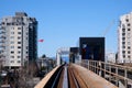 Vancouver SkyTrain new Canada Line to Surrey home rails train sky train road trip traffic big city life convenience Royalty Free Stock Photo