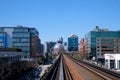 Vancouver SkyTrain new Canada Line to Surrey home rails train sky train road trip traffic big city life convenience Royalty Free Stock Photo