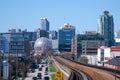 Vancouver SkyTrain new Canada Line to Surrey home rails train sky train road trip traffic big city life convenience Royalty Free Stock Photo