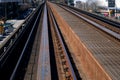 Vancouver SkyTrain new Canada Line to Surrey home rails train sky train road trip traffic big city life convenience Royalty Free Stock Photo