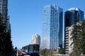 Vancouver SkyTrain new Canada Line to Surrey home rails train sky train road trip traffic big city life convenience Royalty Free Stock Photo