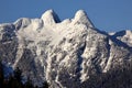 Vancouver Snowy Two Lions Mountains BC Royalty Free Stock Photo