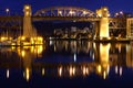 Vancouver Twilight, Burrard Street Bridge Royalty Free Stock Photo