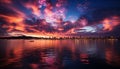 Vancouver vibrant skyline reflects in the illuminated waterfront at dusk generated by AI Royalty Free Stock Photo