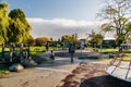 Vancouver waterfront public spaces in the late autumn provide open space and fresh air for peop Royalty Free Stock Photo