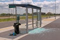 Vandalised bus stop. Royalty Free Stock Photo