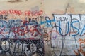 Vandalised wall with graffiti in Prague