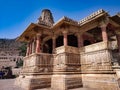 A vandalized ancient hindu temple of Bhangarh fort in Alwar Rajasthan India. Now considered as most haunted place - december 2019