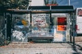 Vandalized bus stop in Skopje, Macedonia Royalty Free Stock Photo