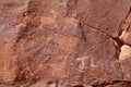 Vandalized petroglyph rock art in western North America