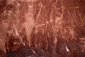 Vandalized petroglyph rock art in western North America