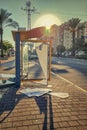 Vandals demolished a bus stop in a living neighborhood in Israel