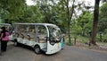 Vandalur,Tamilnadu,India-October 04 2022: Electric sightseeing car in Arignar Anna Zoological Park Royalty Free Stock Photo