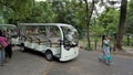 Vandalur,Tamilnadu,India-October 04 2022: Electric sightseeing car in Arignar Anna Zoological Park Royalty Free Stock Photo