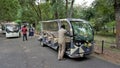 Vandalur,Tamilnadu,India-October 04 2022: Electric sightseeing car in Arignar Anna Zoological Park Royalty Free Stock Photo