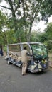 Vandalur,Tamilnadu,India-October 04 2022: Electric sightseeing car in Arignar Anna Zoological Park Royalty Free Stock Photo