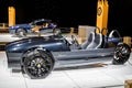 Vanderhall Carmel three-wheeled roadster at the Autosalon 2020 Motor Show. Brussels, Belgium - January 9, 2020