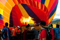 Vang Vieng, Laos - November 21, 2015: Hot air balloon being inflated in Vang Vieng, Laos