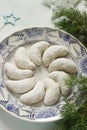 Vanilkipferl - vanilla crescents, traditional Christmas cookies in Germany, Austria, Czech Republic. Royalty Free Stock Photo