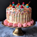 Vanilla cake with colorful buttercream