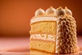 Vanilla Cake Perfection: A slice of delicious vanilla white cake, Generative AI