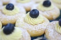 Vanilla cheese cupcake topping with blueberry