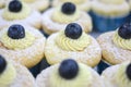 Vanilla cheese cupcake topping with blueberry